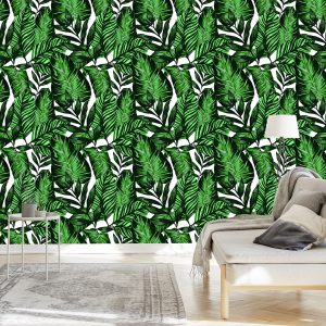 Papier Peint Feuilles Tropicales Aquarelles – Image 3