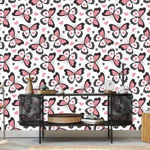 Papier Peint Pour Les Enfants - Papillons Coeurs Fleurs – Image 5