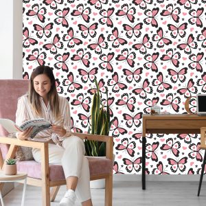 Papier Peint Pour Les Enfants - Papillons Coeurs Fleurs – Image 7