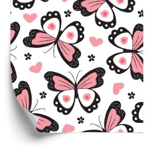 Papier Peint Pour Les Enfants - Papillons Coeurs Fleurs – Image 2