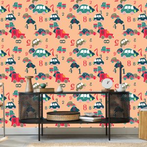 Papier Peint Pour Les Enfants - Voitures Et Chiffres Colorés – Image 5