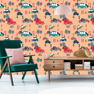 Papier Peint Pour Les Enfants - Voitures Et Chiffres Colorés – Image 6