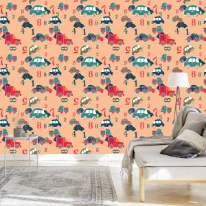 Papier Peint Pour Les Enfants - Voitures Et Chiffres Colorés – Image 3