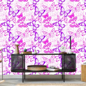 Papier Peint Pour Les Enfants - Papillons Roses Et Violets – Image 5