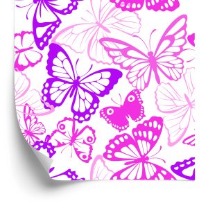 Papier Peint Pour Les Enfants - Papillons Roses Et Violets – Image 2