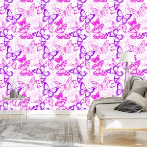 Papier Peint Pour Les Enfants - Papillons Roses Et Violets – Image 3