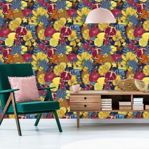 Papier Peint Fruits Exotiques, Fleurs Et Oiseaux – Image 6