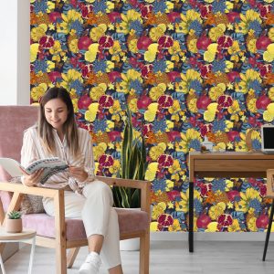 Papier Peint Fruits Exotiques, Fleurs Et Oiseaux – Image 7