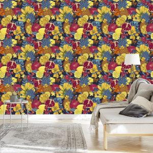 Papier Peint Fruits Exotiques, Fleurs Et Oiseaux – Image 3