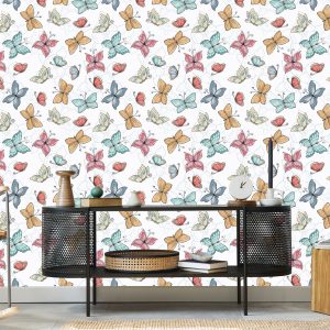 Papier Peint Pour Les Enfants - Papillons Et Fleurs – Image 5