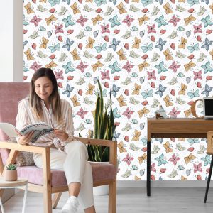 Papier Peint Pour Les Enfants - Papillons Et Fleurs – Image 7