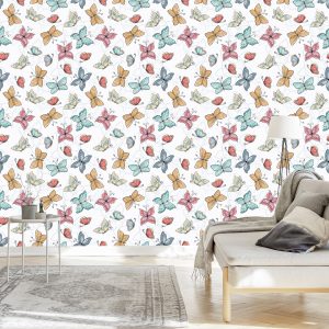 Papier Peint Pour Les Enfants - Papillons Et Fleurs – Image 3