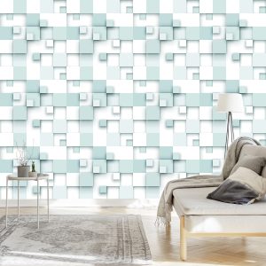 Papier Peint Carrés Abstraits - Effet 3D – Image 3