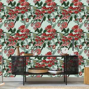 Papier Peint Belles Feuilles Et Fleurs Colorées – Image 5