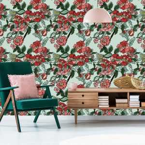 Papier Peint Belles Feuilles Et Fleurs Colorées – Image 6