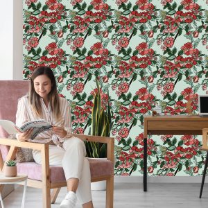 Papier Peint Belles Feuilles Et Fleurs Colorées – Image 7