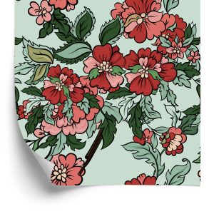 Papier Peint Belles Feuilles Et Fleurs Colorées – Image 2