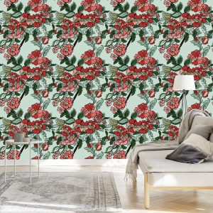 Papier Peint Belles Feuilles Et Fleurs Colorées – Image 3