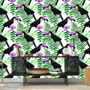 Papier Peint Toucans Parmi Les Feuilles Tropicales – Image 5