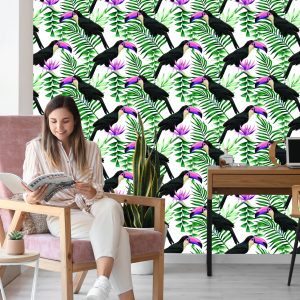 Papier Peint Toucans Parmi Les Feuilles Tropicales – Image 7