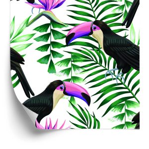 Papier Peint Toucans Parmi Les Feuilles Tropicales – Image 2
