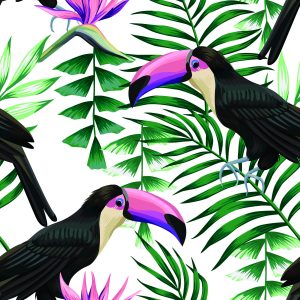 Papier Peint Toucans Parmi Les Feuilles Tropicales – Image 1