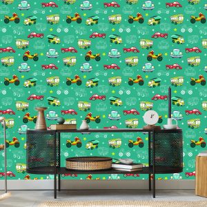 Papier Peint Pour Les Enfants - Voitures Et Motos Colorées – Image 5