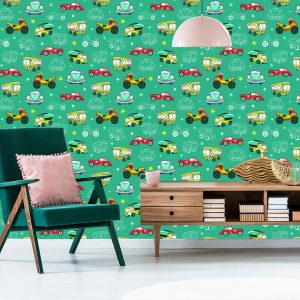 Papier Peint Pour Les Enfants - Voitures Et Motos Colorées – Image 6