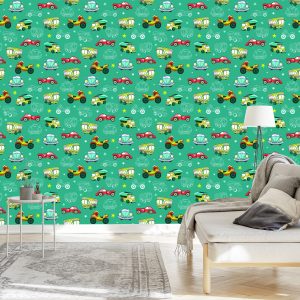 Papier Peint Pour Les Enfants - Voitures Et Motos Colorées – Image 3