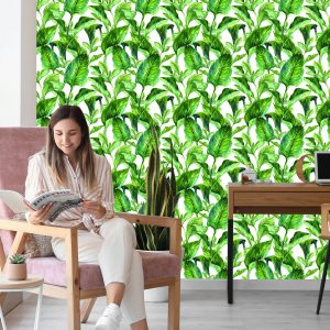 Papier Peint Feuilles Tropicales Aquarelles – Image 7