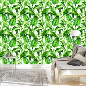 Papier Peint Feuilles Tropicales Aquarelles – Image 3