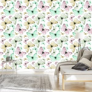 Papier Peint Pour Les Enfants - Papillons Pastel – Image 3
