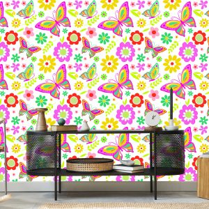 Papier Peint Pour Les Enfants - Papillons Et Fleurs – Image 5