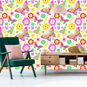 Papier Peint Pour Les Enfants - Papillons Et Fleurs – Image 6