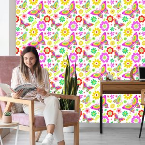 Papier Peint Pour Les Enfants - Papillons Et Fleurs – Image 7