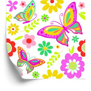 Papier Peint Pour Les Enfants - Papillons Et Fleurs – Image 2