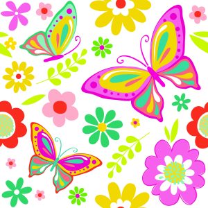 Papier Peint Pour Les Enfants - Papillons Et Fleurs – Image 1