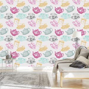 Papier Peint Pour La Cuisine - Service À Thé Vintage – Image 3