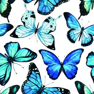 Papier Peint Pour Les Enfants Blue 3D Aquarelle Papillons – Image 1