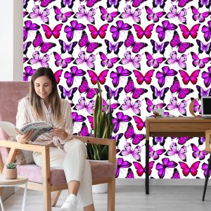 Papier Peint Pour Les Enfants - Papillons Roses – Image 7