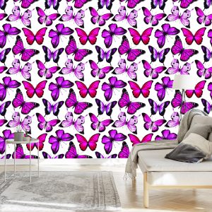 Papier Peint Pour Les Enfants - Papillons Roses – Image 3