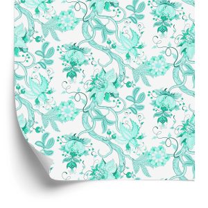 Papier Peint Beau Motif Végétal Turquoise – Image 2