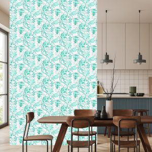 Papier Peint Beau Motif Végétal Turquoise – Image 4