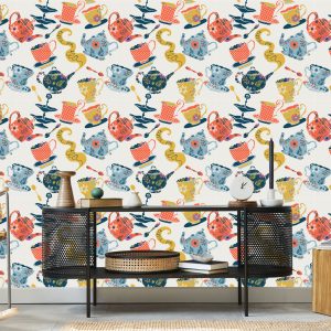 Papier Peint Pour La Cuisine - Service À Thé Coloré – Image 5