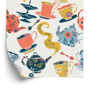 Papier Peint Pour La Cuisine - Service À Thé Coloré – Image 2
