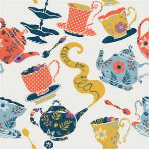 Papier Peint Pour La Cuisine - Service À Thé Coloré – Image 1