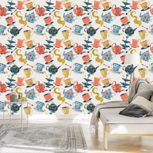 Papier Peint Pour La Cuisine - Service À Thé Coloré – Image 3