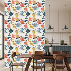Papier Peint Pour La Cuisine - Service À Thé Coloré – Image 4