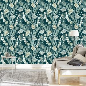 Papier Peint Fleurs Et Feuilles Élégantes – Image 3