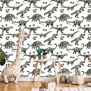 Papier Peint Avec Des Animaux Dinosaures Pour Une Chambre De Bébé – Image 5